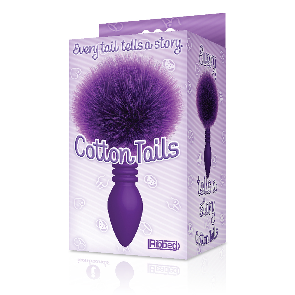 the 9's cottontails silicone bunny tail butt plug ribbed purple