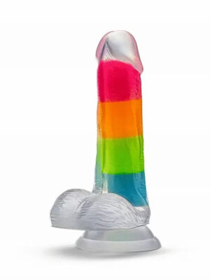 neo elite glow in the dark rainbow rave 6.5" silicone dual density dildo multicolored neo elite glow in the dark rainbow rave 6.5" silicone dual density dildo multicolored