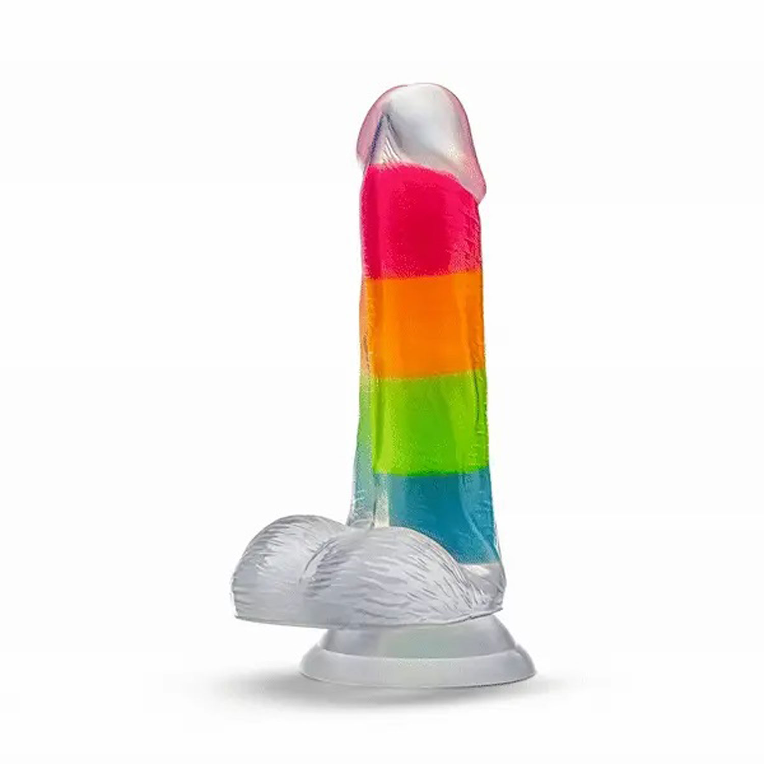 neo elite glow in the dark rainbow rave 6.5" silicone dual density dildo multicolored neo elite glow in the dark rainbow rave 6.5" silicone dual density dildo multicolored