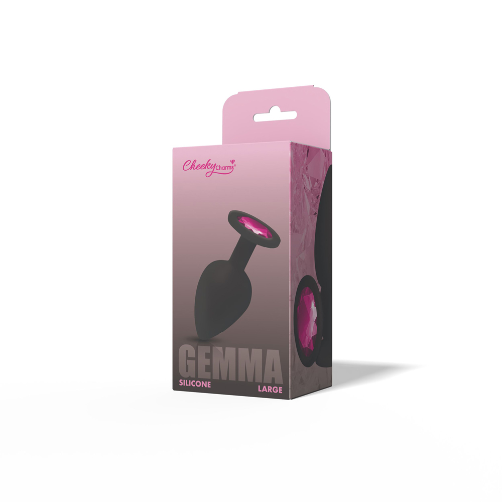 gemma pink gem black silicone plug large