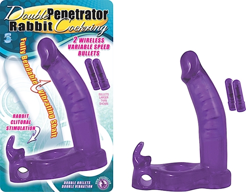 double penetrator rabbit cock ring purple