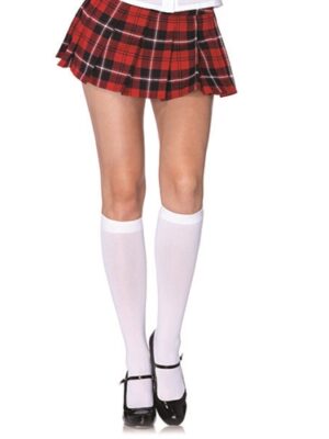 nylon opaque knee highs one size white