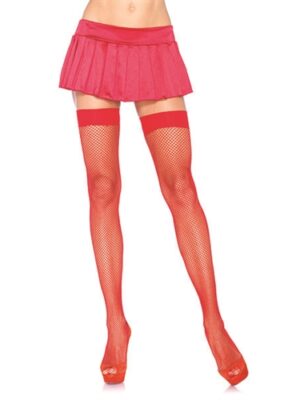 fishnet thigh high one size red