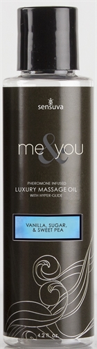 me and you massage oil vanilla sugar and sweet pea 4.2 oz.
