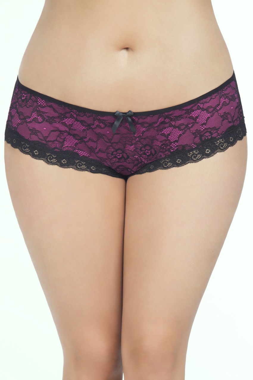 cage back lace panty 1x2x black/pink