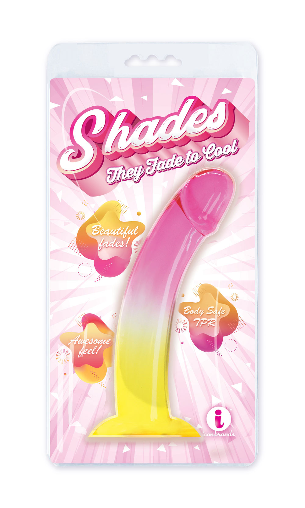 shades, 8.25" smoothie jelly tpr gradient dong pink and yellow
