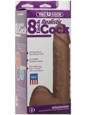 vac u lock 8 inch realistic cock brown