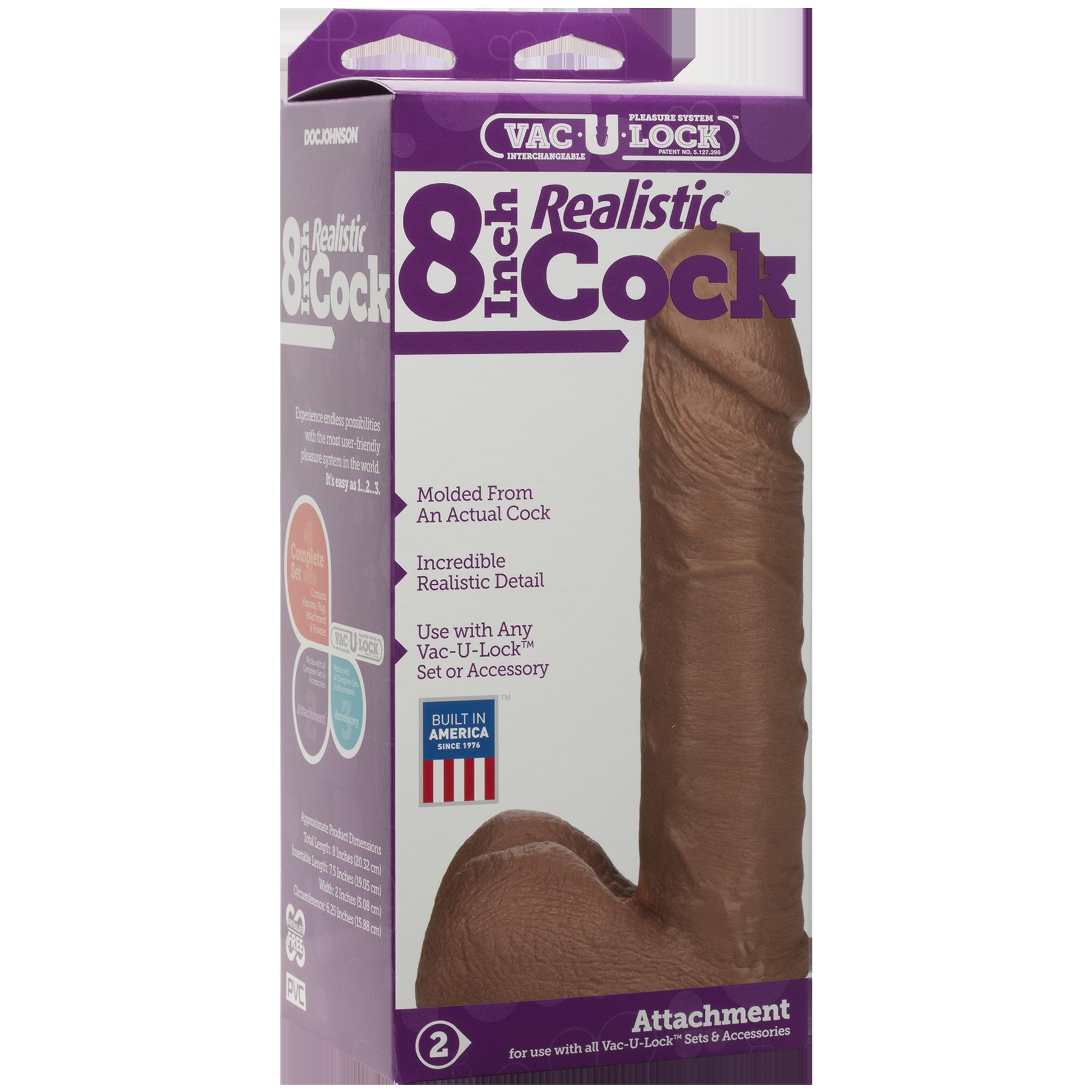vac u lock 8 inch realistic cock brown