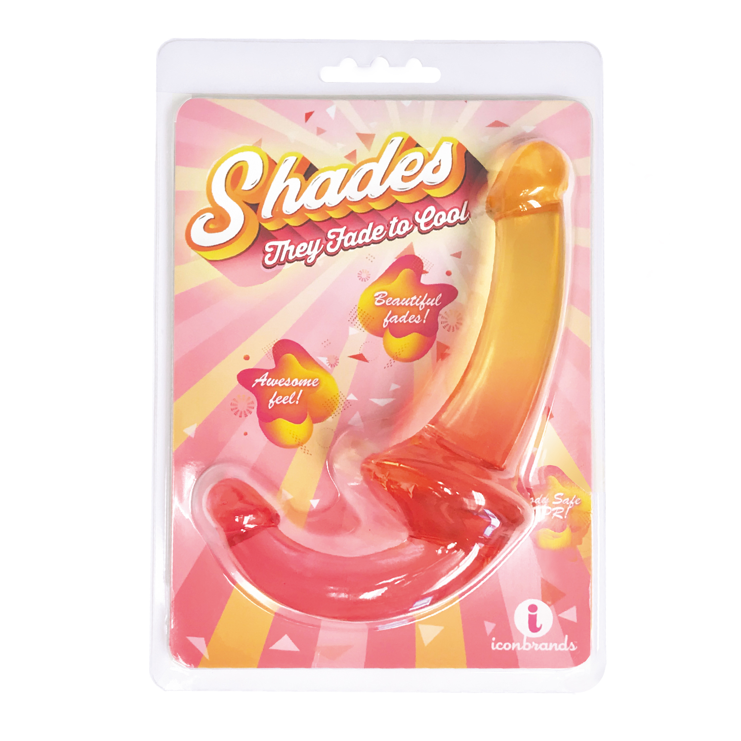 shades 9.5 inch strapless double dong pink to orange