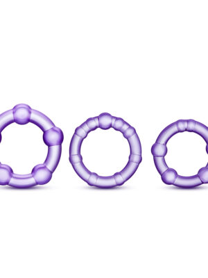 stay hard beaded cock rings 3 pack purple