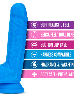 neo 9 inch dual density dildo neon blue