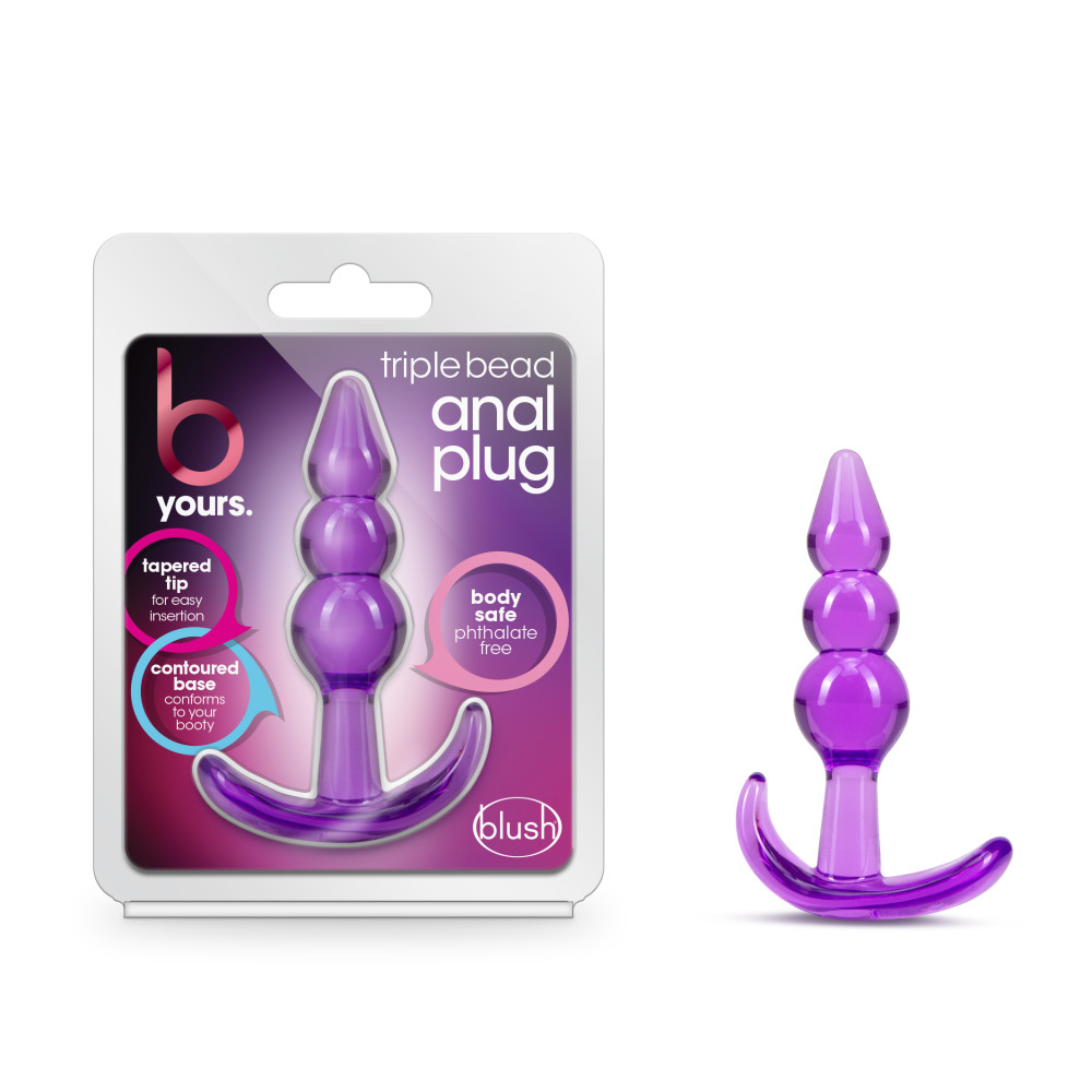 b yours triple bead anal plug purple