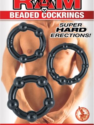 ram beaded cockrings black