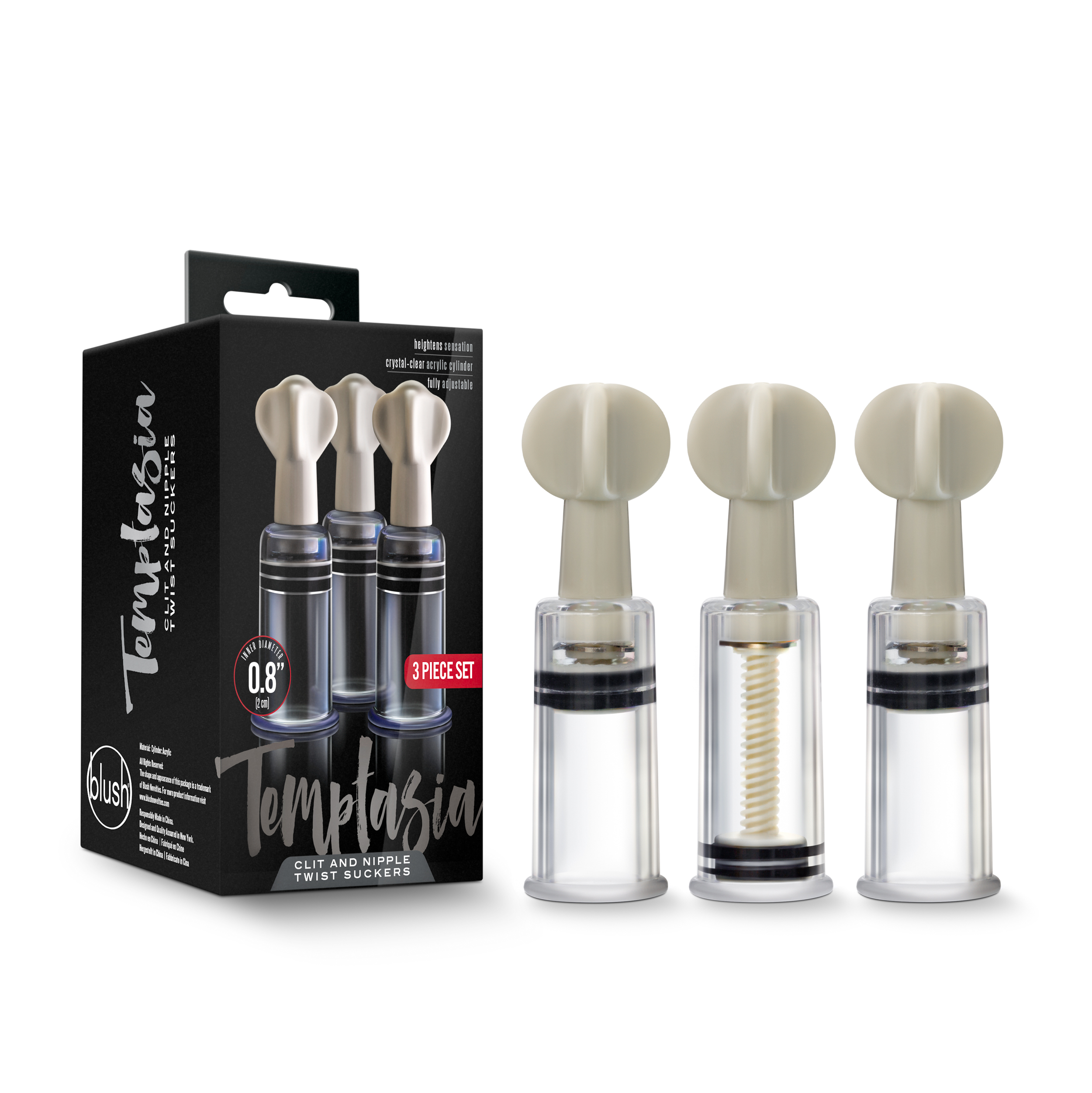 temptasia clit and nipple twist suckers set of 3 clear