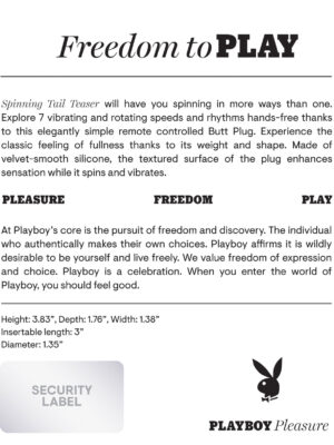 playboy pleasure spinning tail teaser butt plug deep teal