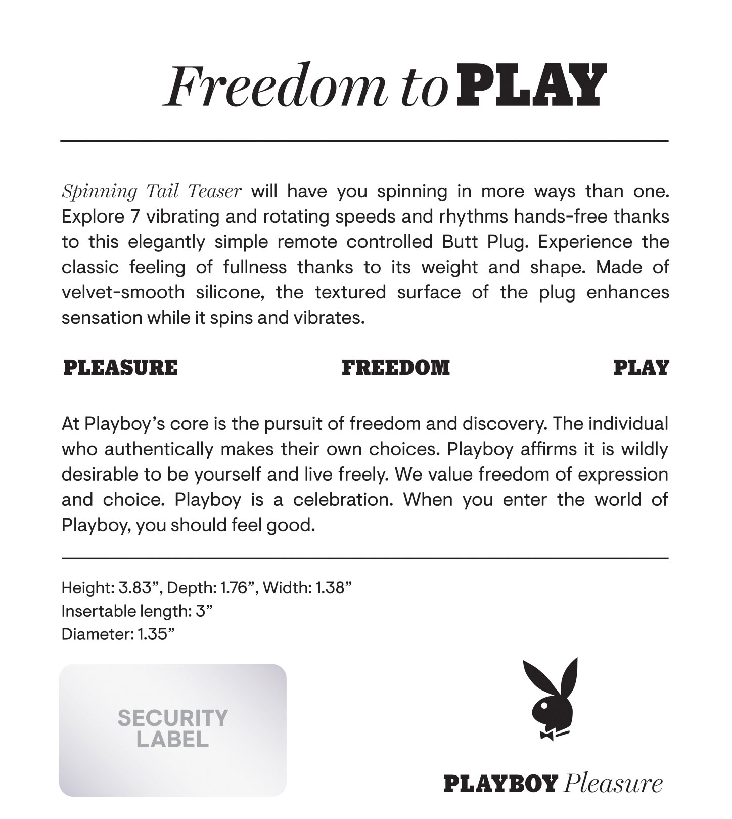 playboy pleasure spinning tail teaser butt plug deep teal