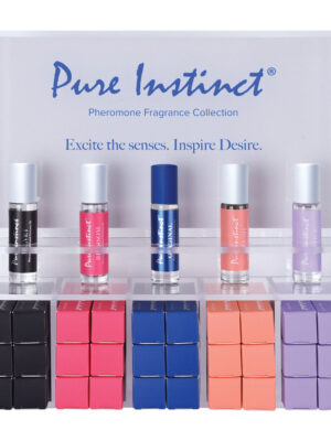 pure instinct pheromone perfume oil roll on 10.2 ml acrylic display with testers and product 36 pieces