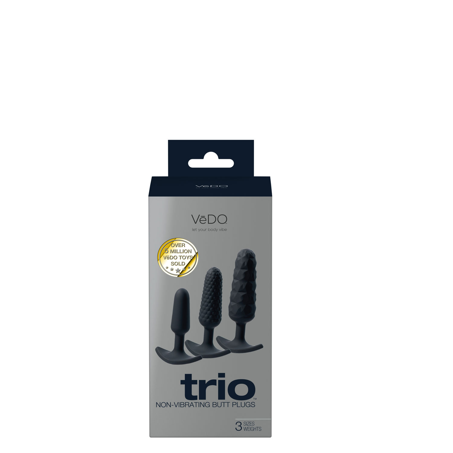 trio non vibrating butt plug set blue