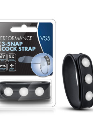 performance vs5 silicone 3 snap cock strap black