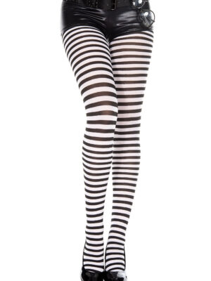 striped tights one size black / white striped tights one size black / white
