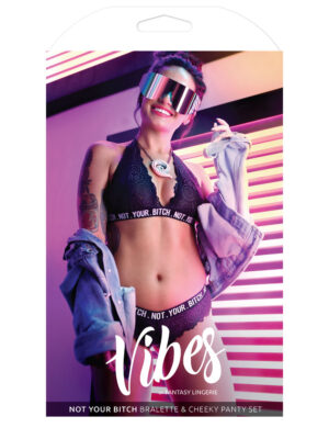 not your bitch bralette and cheeky panty set black l/xl