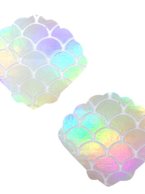 mystical mermaid white holographic mermaid shell nipztix pasties