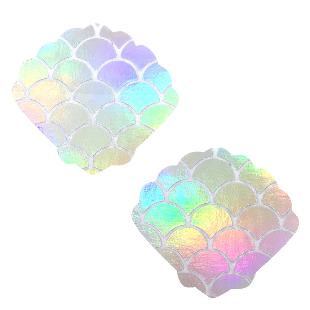 mystical mermaid white holographic mermaid shell nipztix pasties