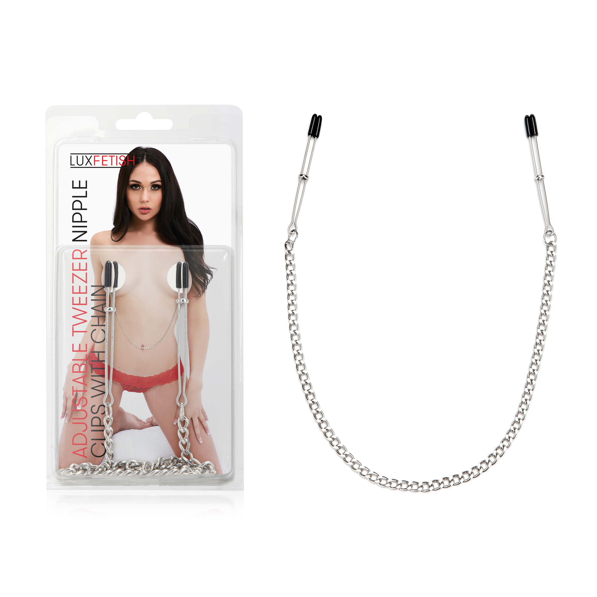 adjustable tweezer nipple clips with chain
