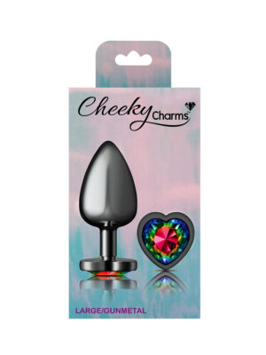 rainbow heart gem gunmetal metal plug lg