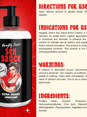 naughty jane's sex sauce extra creamy lubricant 16 oz
