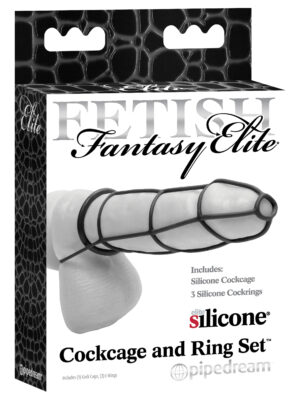 fetish fantasy elite cockcage and ring set black fetish fantasy elite cockcage and ring set black