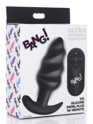 21x silicone swirl plug with remote black