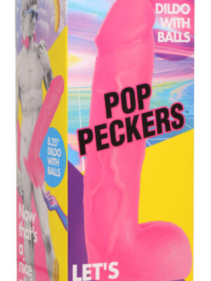 pop pecker 8.25 inch dildo with balls pink