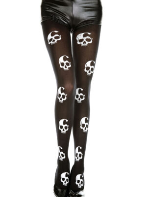 skull print tights one size black / white skull print tights one size black / white