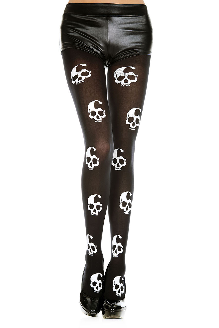 skull print tights one size black / white skull print tights one size black / white
