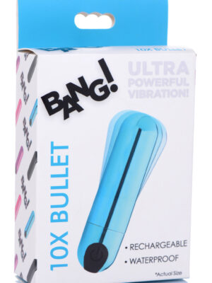 10x rechargeable vibrating metallic bullet blue
