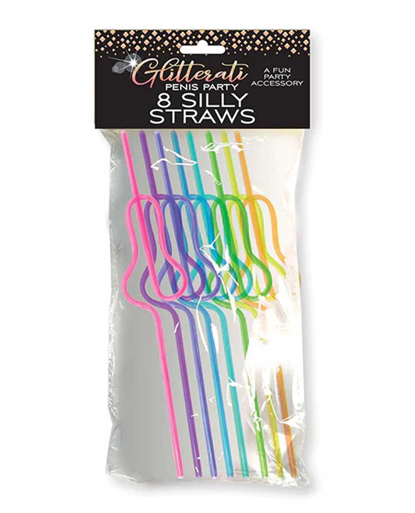 glitterati silly penis straws 8 ct