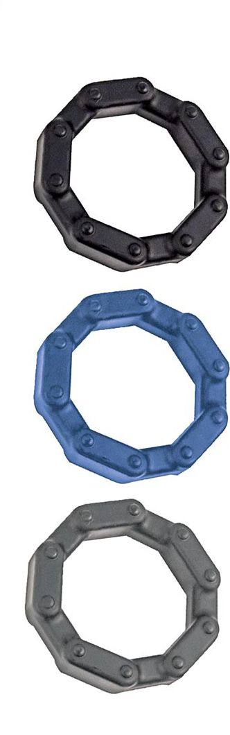 anal ese chainlink cockrings black/blue/grey