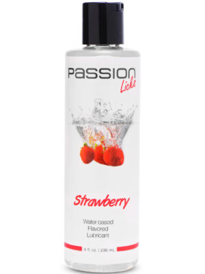 passion licks strawberry water based flavored lubricant 8 fl oz / 236 ml