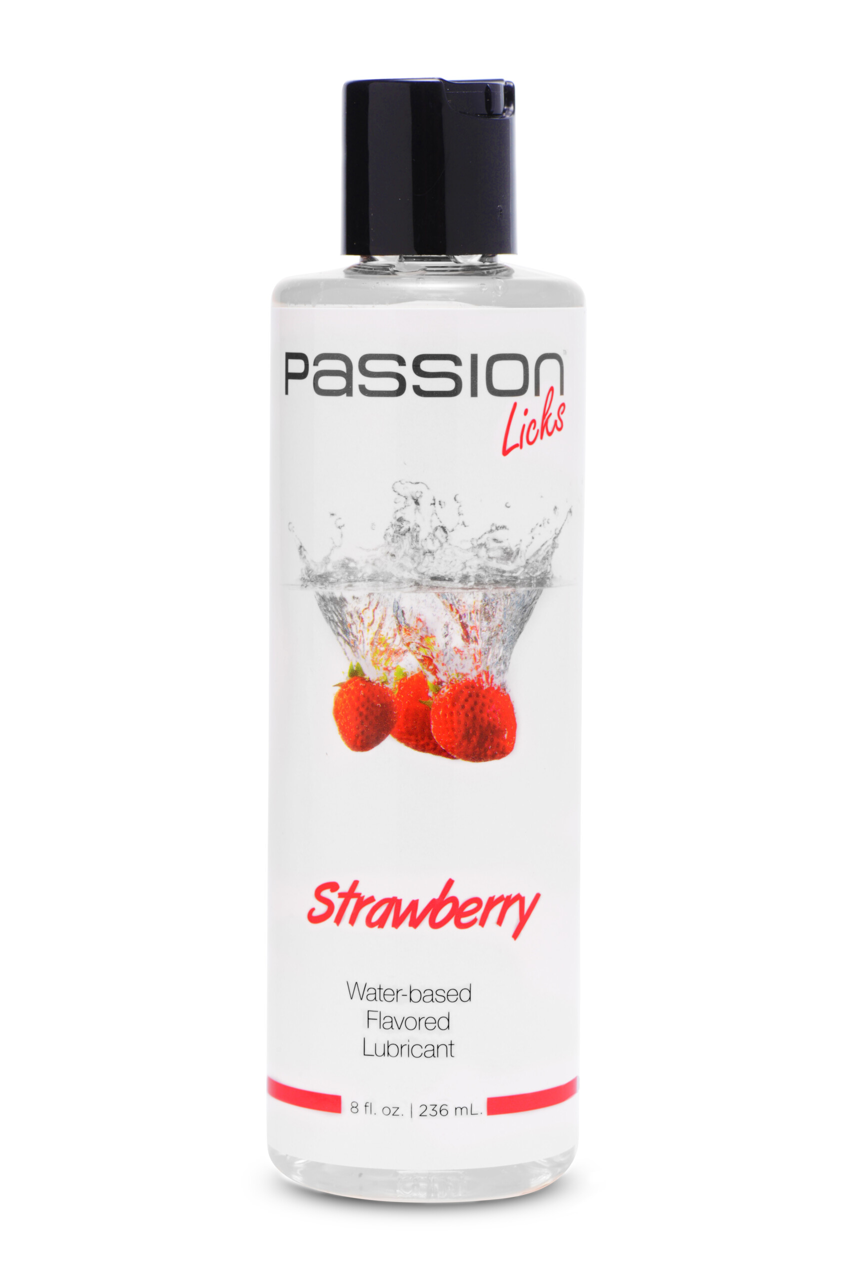 passion licks strawberry water based flavored lubricant 8 fl oz / 236 ml