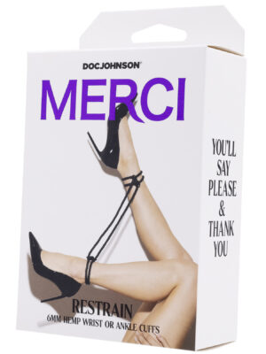 merci restrain 6mm hemp wrist or ankle cuffs black