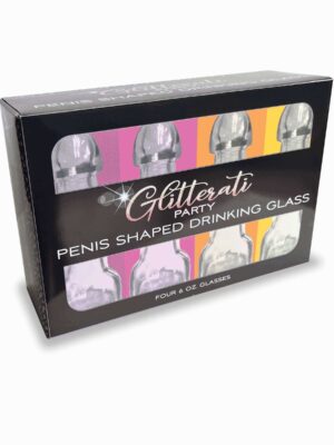 glitterati penis drinking glass set of 4 6 oz