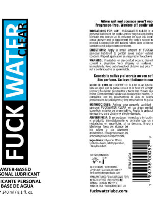 fuck water clear 8.1oz water based lubricant fuck water clear 8.1oz water based lubricant