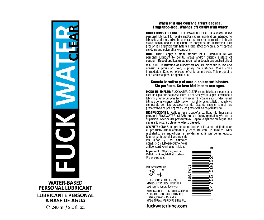 fuck water clear 8.1oz water based lubricant
