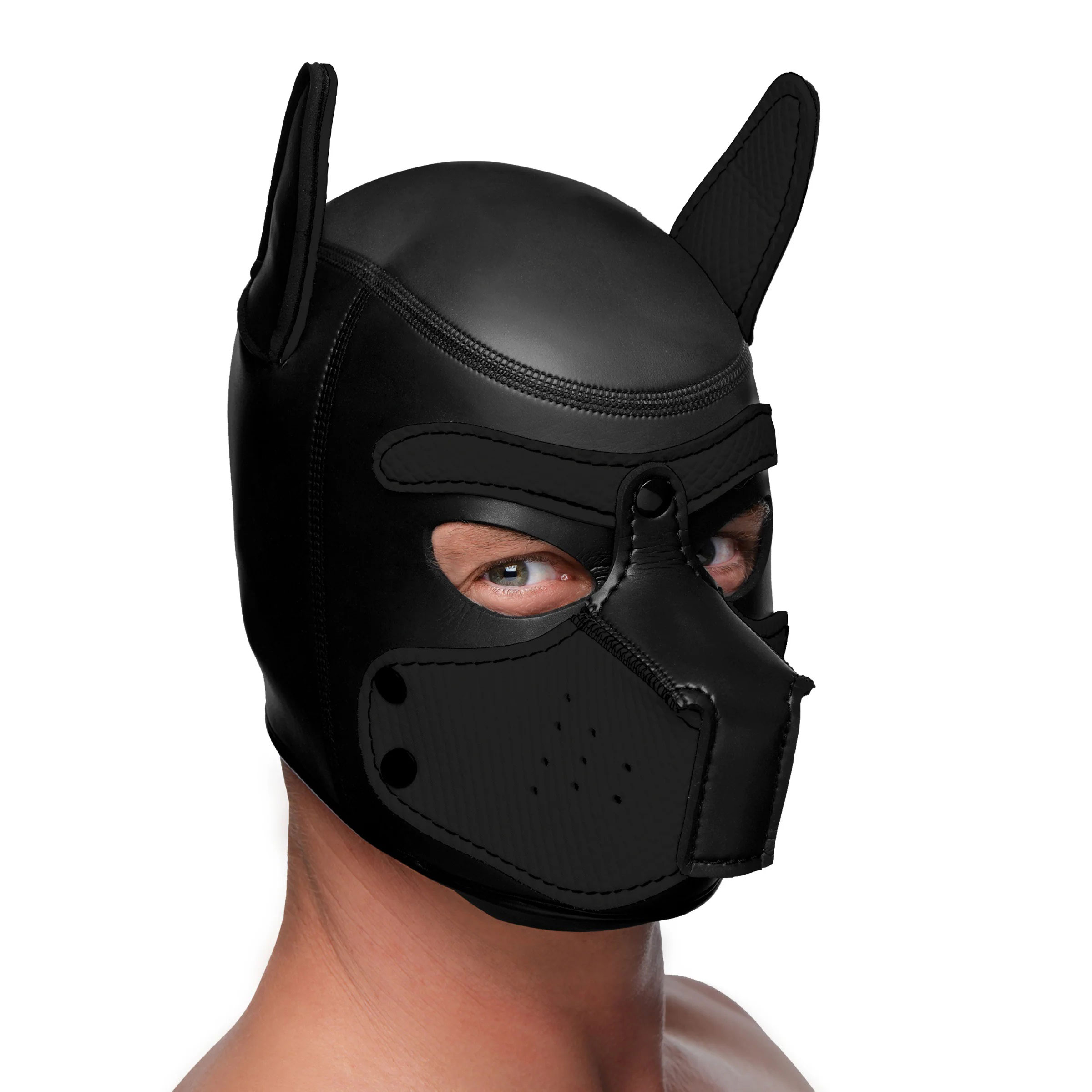 spike neoprene puppy hood black