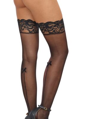 lace top thigh high one size black