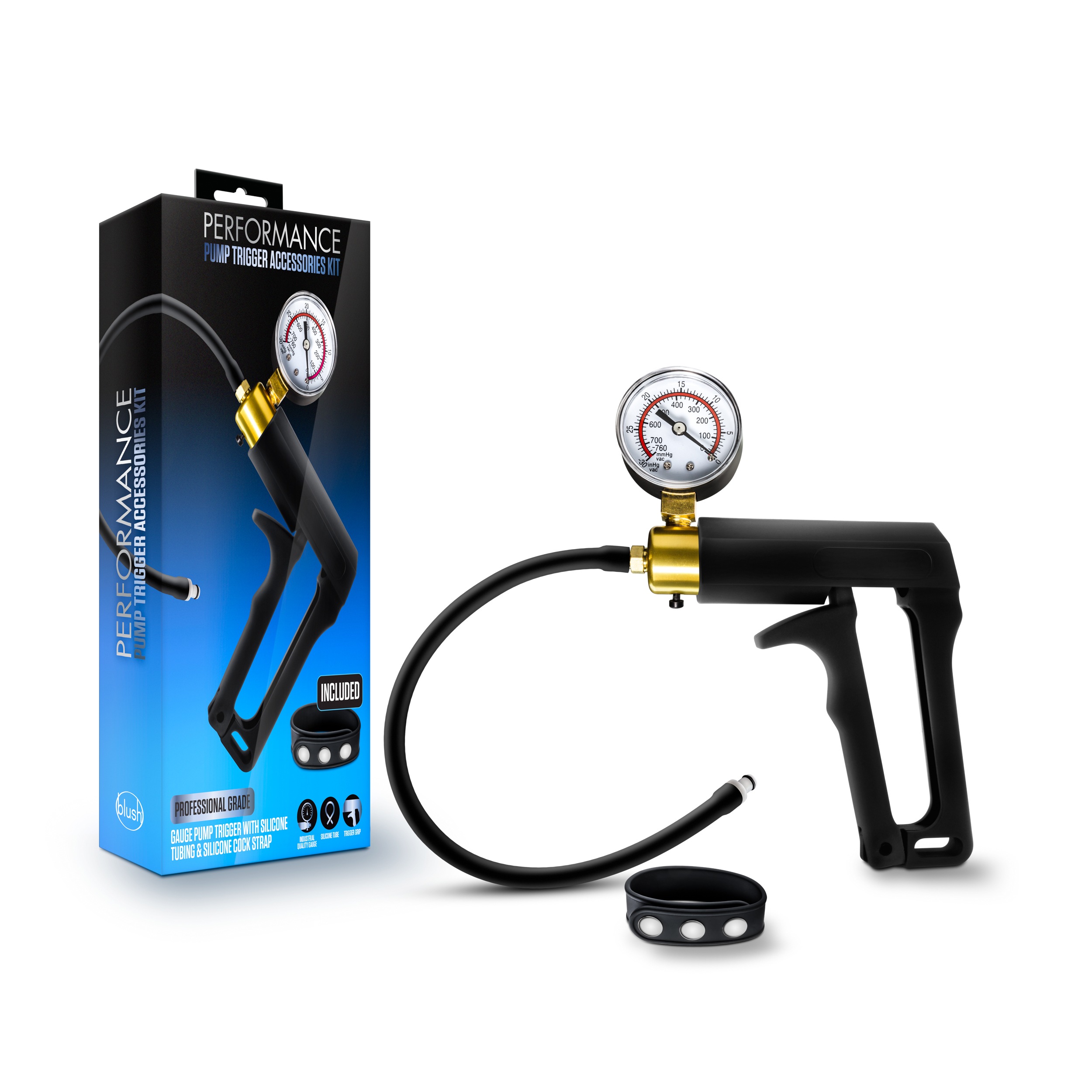 performance gauge pump trigger with silicone tubing and silicone cock strap black