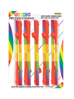 rainbow pecker straws 10 pack