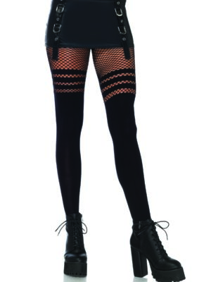 opaque faux thigh high pantyhose one size