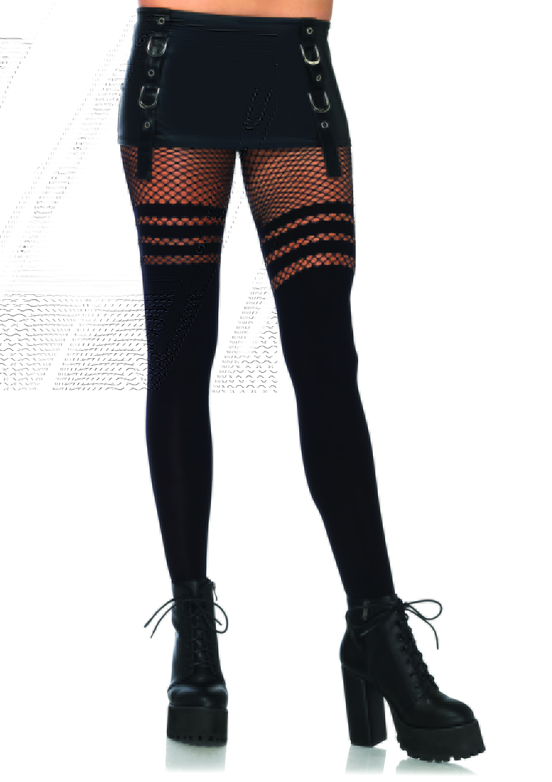 opaque faux thigh high pantyhose one size